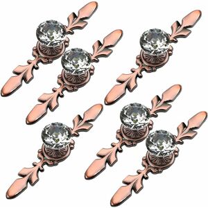 NORCKS 6 Pcs Drawer Dresser Knobs Pull Handles - Crystal Glass Diamond Decorative Knobs with Red Bronze Plate( Length: 120mm), Cabinet Cupboard Door Knobs