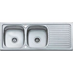 1200 x 500 Double bowl inset sink with drainer - N.s.s