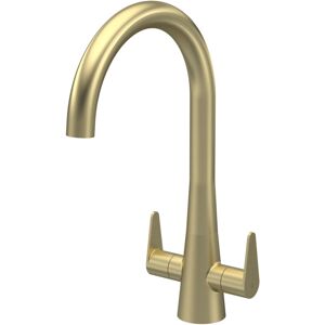 Nuie - Samir Mono Kitchen Sink Mixer Tap Dual Lever Handle - Brushed Brass