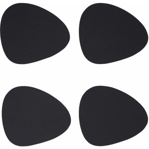 Premier Housewares - Placemats Black Pebble Place mats Mat Leather Table Mats Set Of 4 w12 x d11 x h1cm