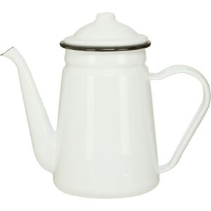 Premier Housewares - White Coffee Pot White Fancy Pot White Curved Handle And Gooseneck Shaped Mouth For Minimal Spillage Coffee and Tea Pot 1.0