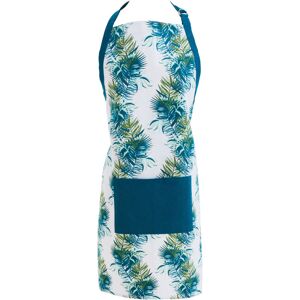 Premier Housewares - Winter Palm Apron For Cooking And Baking Kitchen Aprons For Women Men And Teenagers 100% Cotton Aprons With Teal Finish w68 x d1