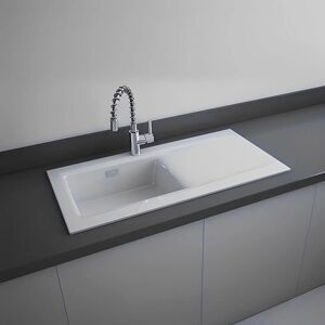 Rak Ceramics - rak Gourmet Dream 2 Ceramic Kitchen Sink 1.0 Bowl Reversible Drainer 1010mm l x 510mm w - White