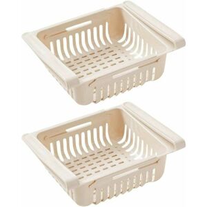 HOOPZI Reco.ukigerator Drawer Organizer Reco.ukigerator Drawer Shelf Holder co.ukidge Storage Box Partition Layer Home Organizer (2 Pieces, Beige)