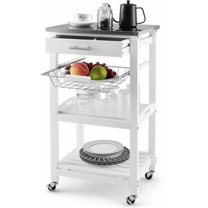 COSTWAY Rolling Kitchen Storage Trolley Cart Cupboard Island Stainless Steel Countertop