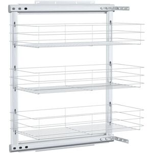 Berkfield Home - Royalton 3-Tier Pull-out Kitchen Wire Basket Silver 47x25x56 cm