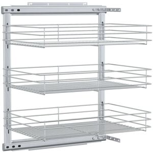 Berkfield Home - Royalton 3-Tier Pull-out Kitchen Wire Basket Silver 47x35x56 cm