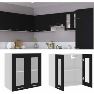 BERKFIELD HOME Royalton Hanging Glass Cabinet Black 60x31x60 cm Engineered Wood