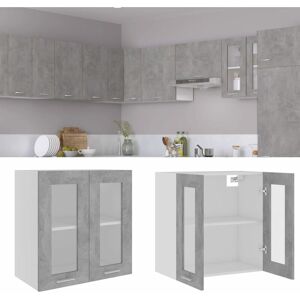 BERKFIELD HOME Royalton Hanging Glass Cabinet Concrete Grey 60x31x60 cm Engineered Wood