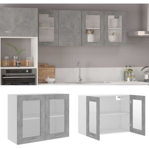 BERKFIELD HOME Royalton Hanging Glass Cabinet Concrete Grey 80x31x60 cm Engineered Wood