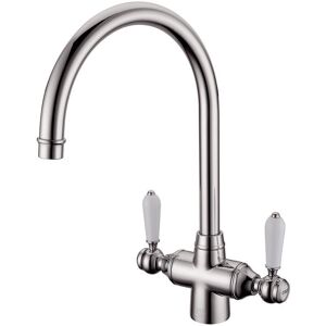 SCOTT & JAMES Scott & James Traditional Style Twin Ceramic Lever Mixer Tap - Brushed - ELO0016 - Brushed