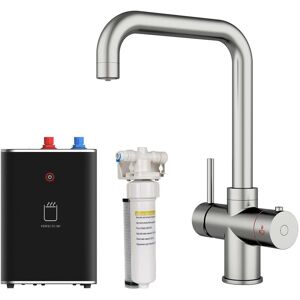 S.i.a - sia Brushed Nickel 3-in-1 Instant Boiling Hot Water Tap Including Tank & Filter