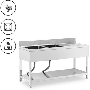 Royal Catering - Sink Unit - 2 basins - stainless steel - 160 x 60 x 97 cm Stainless steel sink unit Stainless steel sink