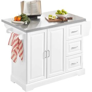 Sobuy - Kitchen Extendable Island Kitchen Cabinet,FKW41-ST+Free Kitchen Hanging Shelf FRG150-W - White