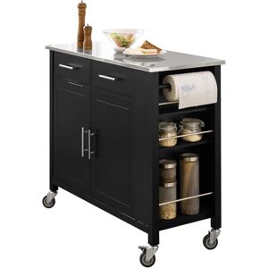 Sobuy - Kitchen Storage Trolley Cart Kitchen Island Island on Wheels,FKW108-SCH+Free Kitchen Hanging Shelf KCR03-N