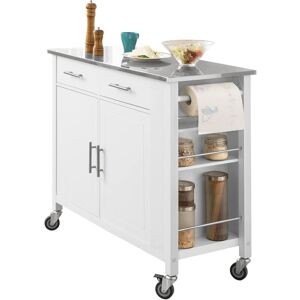 Kitchen Storage Trolley Cart Kitchen Island Island on Wheels,FKW108-W+Free Kitchen Hanging Shelf KCR03-N - Sobuy