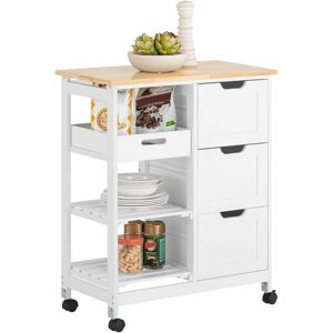 Sobuy - Kitchen Storage Trolley with 3 Drawers,FKW79-W+Free Kitchen Hanging Shelf FRG150-W