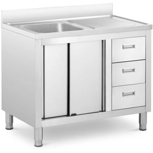 Royal Catering - Stainless Steel Commercial Kitchen Sink Base Cabinet Basin: 400x400x300 mm