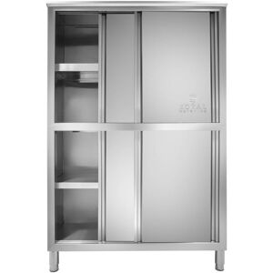 ROYAL CATERING Stainless Steel Kitchen Cupboard Restaurant Storage Cabinet Double Sliding Doors