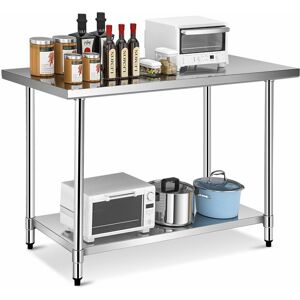 COSTWAY Stainless Steel Kitchen Prep Table Rolling Work Table Commercial Catering Table