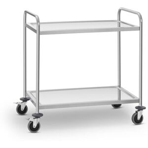 Royal Catering - Stainless Steel Service Trolley Service Catering Trolley Kitchen 2 Shelves 120kg