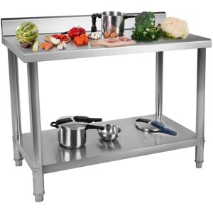 ROYAL CATERING Stainless Steel Table - 150 x 60 cm - Upstand - 130 kg - Kitchen Worktable