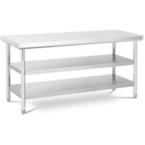 ROYAL CATERING Stainless Steel Work Table 2 Shelves Prep Table Kitchen Table 180x70cm 600kg