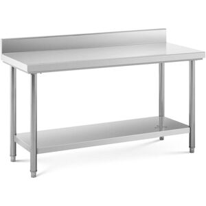 ROYAL CATERING Stainless Steel Work Table Shelf Upstand Prep Table Kitchen Table 150x60cm 159kg