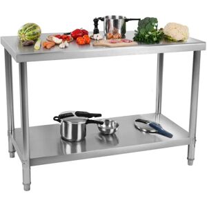 ROYAL CATERING Stainless Steel Work Table Worktop Kitchen Table With Shelf 100 x 70cm