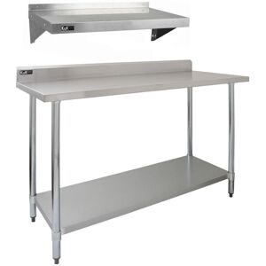 MONSTER SHOP 5ft Stainless Steel Catering Bench & 2 Wall Mounted Shelves