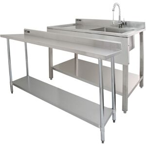 MONSTER SHOP 6ft Stainless Steel Catering Bench & 2 Wall Mounted Shelves