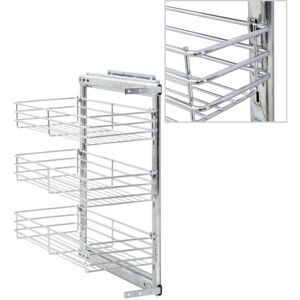 Sweiko - 3-Tier Pull-out Kitchen Wire Basket Silver 47x25x56 cm VDTD30787