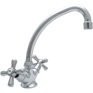 GOSHE Traditional Retro f Spout Cross Head Kitchen Mixer Tap