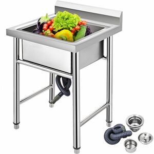 VEVOR Handmade Sink Non-Magnetic Stainless Steel Kitchen Sink Hand Made 1 Compartment 17.5 x 10 x 16.5 Inch Capacity Huge Tub Sink for Farmhouse Cafe Shop