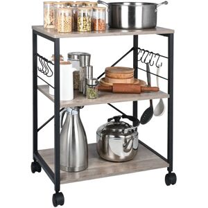 VEVOR Kitchen Baker's Rack, 3-Tier Industrial Microwave Stand with Hutch & 8 S-Shaped Hooks, Multifunctional Coffee Station Organizer with Utility Storage