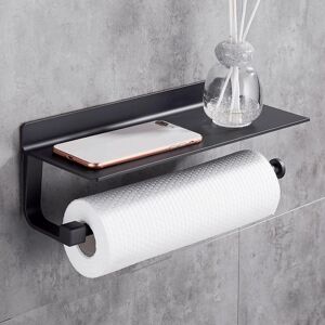 Wall-Mounted Paper Towel Holder Paper Towel Dispenser 33cm, Metal, Black Kitchen Paper Holder - Alwaysh