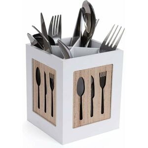 MUMU Wooden cutlery tray - cutlery basket for spoon, fork, knife - decorative cutlery tray with cutlery pattern - for dining table, kitchen, restaurant