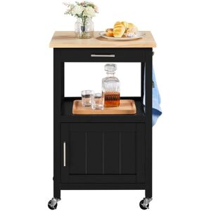 Rolling Kitchen Cart Kitchen Island Cart W/Wheels, Black - Yaheetech