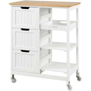 33'H Kitchen Storage Serving Cart, Rolling Kitchen Island, White - Yaheetech