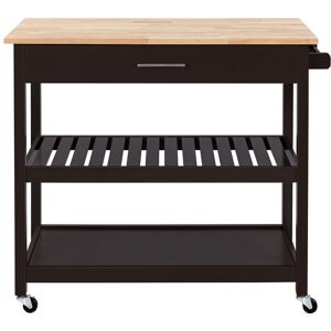 Kitchen Island on Wheels Kitchen Cart with Storage & Drawer, Espresso - Yaheetech