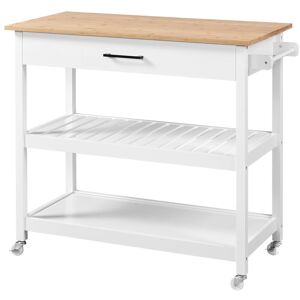 Yaheetech - Kitchen Island on Wheels Kitchen Cart with Storage & Drawer, White