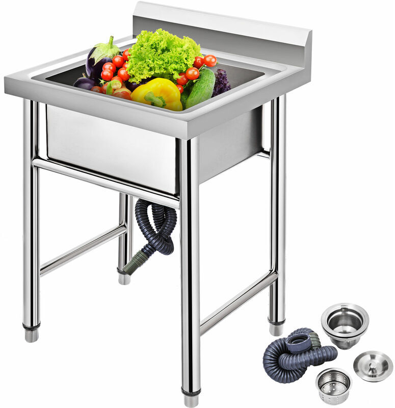 VEVOR Handmade Sink Non-Magnetic Stainless Steel Kitchen Sink Hand Made 1 Compartment 17.5 x 10 x 16.5 Inch Capacity Huge Tub Sink for Farmhouse Cafe Shop