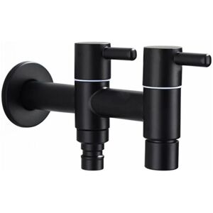 Cyslmuk - 1pc Washing Machine Faucet, Double Switch Faucet, Wall Mounted Cold Water Faucet, Stainless Steel Extended Sink Faucet, Swimming Pool