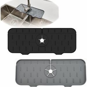 Dewdat - 2 Pack Kitchen Sink Splatter Pads, Kitchen, Bathroom with Silicone Handle, Sink Drain Tray, Drying Pads, Countertop Splatter Pads, Silicone