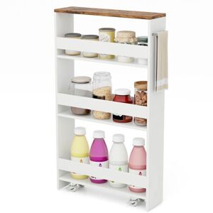 COSTWAY 3-tier Slim Storage Cart Narrow Rolling Kitchen Serving Cart w/ Open Shelves