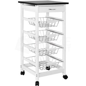 Home Discount - Kitchen Trolley Wooden Portable Cart Serving Trolley Cabinet, White