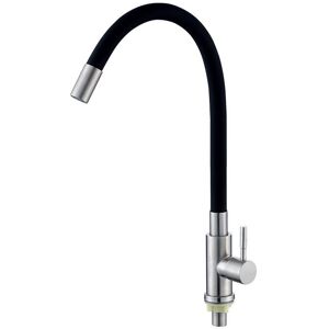 CYSLMUK 304 Stainless Steel Black Tube Kitchen Sink Faucet Single Cold Universal Rotatable Sink Faucet