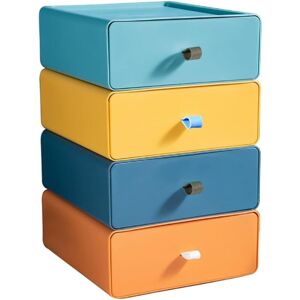 Linghhang - 4 Pieces Desk Storage Box, Plastic Storage Drawer, Desk Drawer Storage, Stackable Makeup Drawer Organizer for