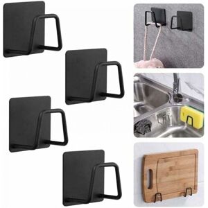 Ymyny - 4pcs Sponge Holder - 304 Stainless Steel Dish Sponge Hook, Adhesive - Sink Accessories - Adhesive Hook, Kitchen Bathroom Storage, Black mumu