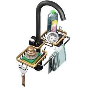 ZVD - Aluminum Sink Drain Rack Sponge Storage Faucet Holder Soap Dish Shelf Drainer Basket